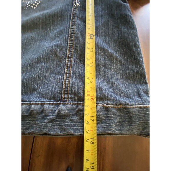Y2K Vintage Arizona Women Sz Large Denim Jean Jeweled Jacket Snaps Preppy - Picture 12 of 16